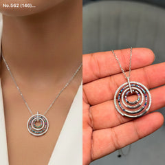Interlocking circle silver chain pendant