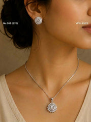 Elunara spark silver pendant set for women