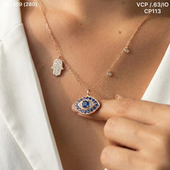 Azure eye silver chain pendant for women