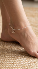 Sleek Bead Gungaroo Silver Payal for Women