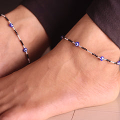 Evil Eye Silver Charmer Payal for Women
