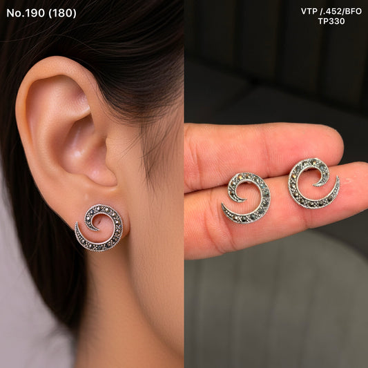 Whirl shine silver stud