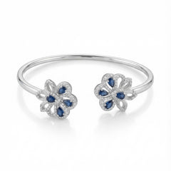 Shining blue bloom silver kada for women