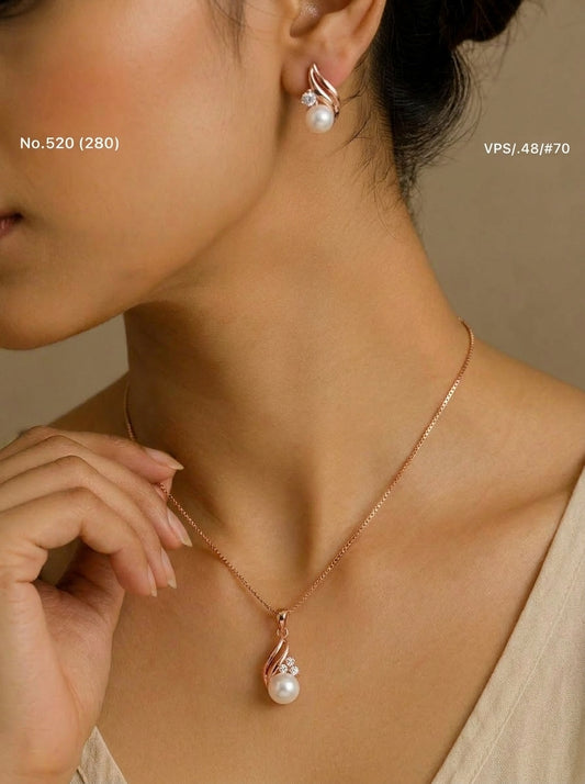 Mystic pearl silver pendant set for women