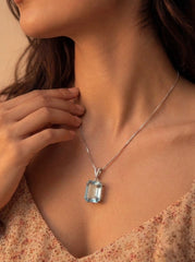 Sapphire silver pendant set for women