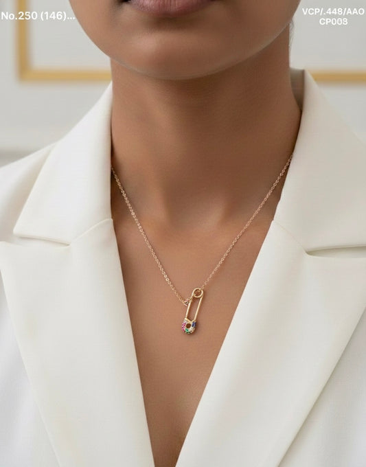 Anchor pin silver chain pendant