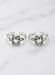 Floral fantasy silver toerings for women