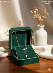 Diamond petal charm silver chain pendant