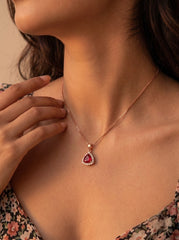 Garnet glow silver pendant set for women