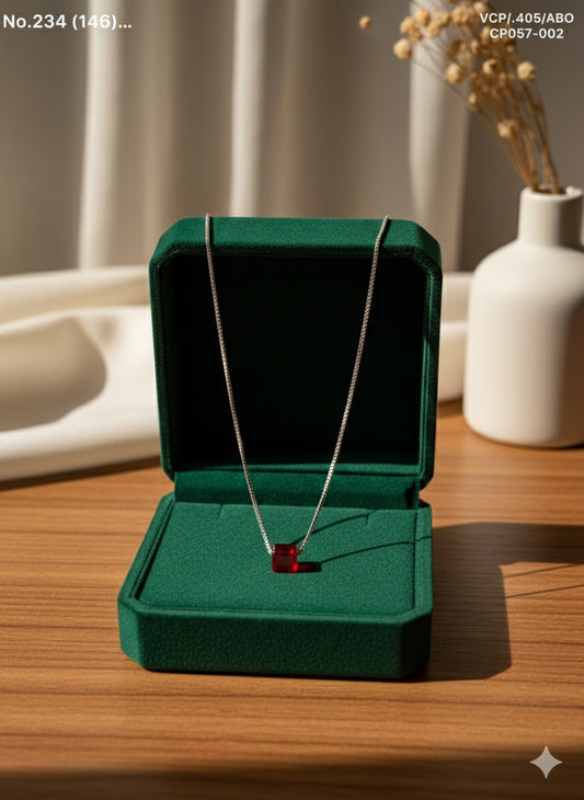 Ruby prism silver chain pendant