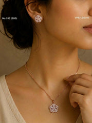 Celestique bloom silver pendant set for women