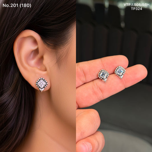 Heritage block silver stud