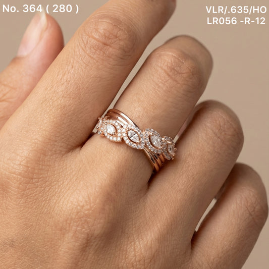 Silver petal ring for women