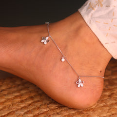 BloomLuxe Silver Payal for Women