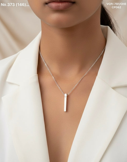 Vertical spark silver chain pendant