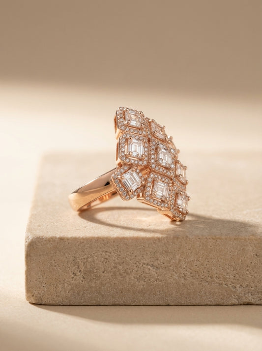 Moon spark silver ring for women