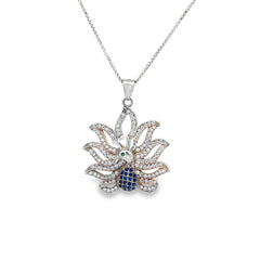 Pride of peacock silver chain  pendant