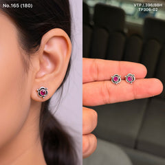 Violet rosebud silver stud