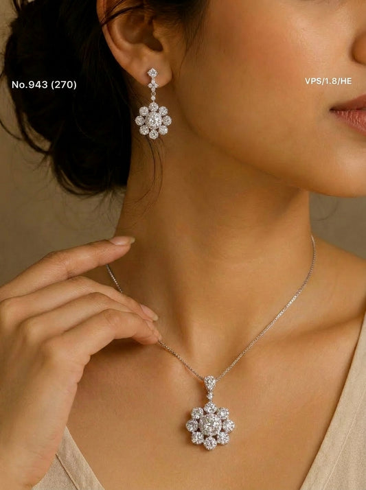 Fluerina silver pendant set for women