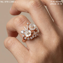 Frost petal silver ring for women