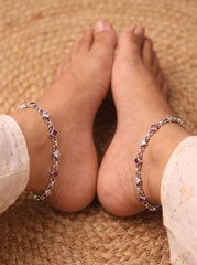 Royal motif silver heavy Payal for women