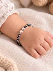 Pearl & Onyx silver kids Kada