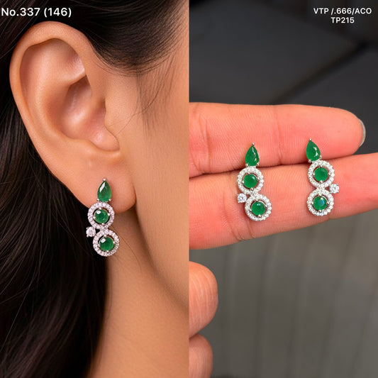 Astra green gem silver stud