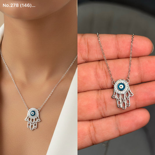 Evil eye sparkle silver chain pendant
