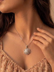 Blossom charm silver pendant set for women