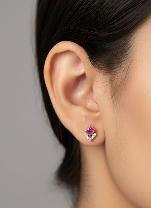 Candy pink silver studs