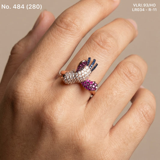 Pink glow silver rings for women