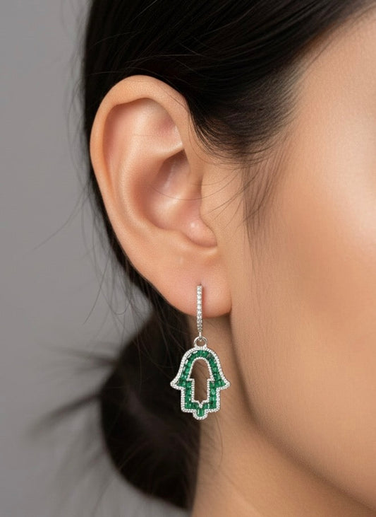 Imperial green glow silver earrings