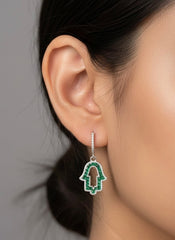Imperial green glow silver earrings