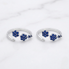 Dusk petal silver toe rings for women