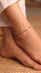 Ziya Colour Bliss Silver Payal for Women