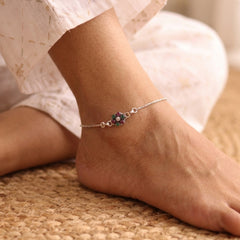 Floral charms silver Payal for women