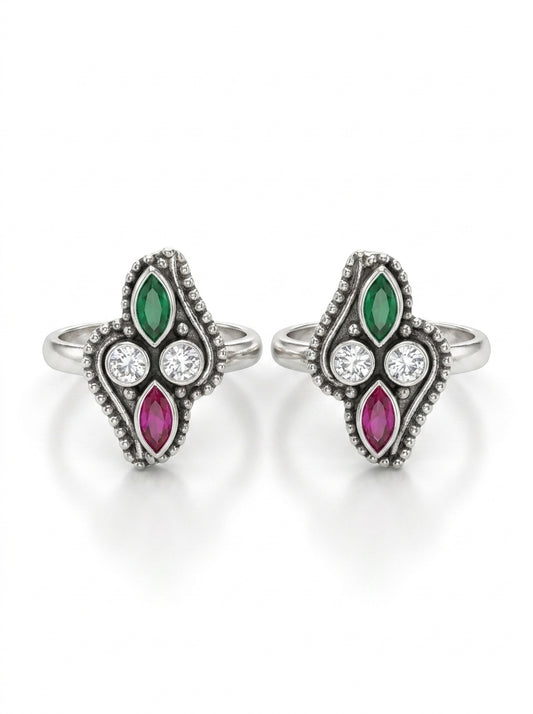 Ishira oxidised silver toerings for women