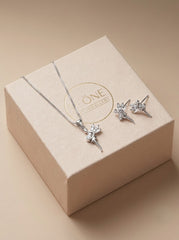 Glitter muse silver pendant set for women