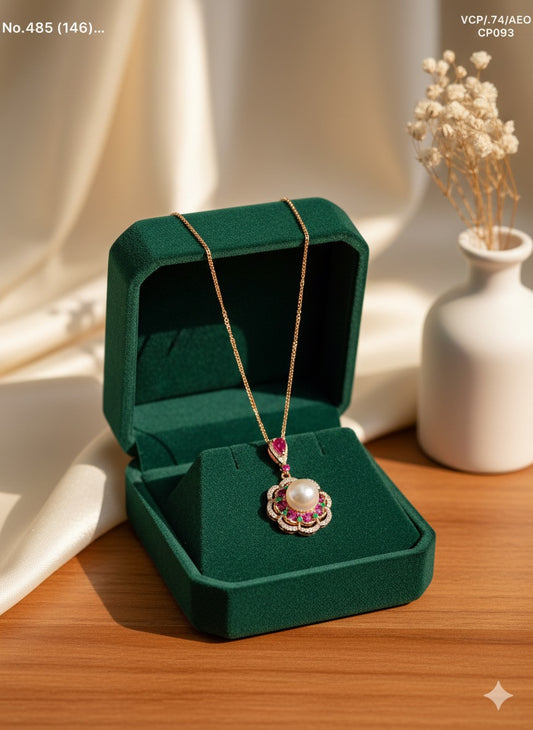 Pearl petal charm silver chain  pendant