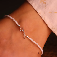 Dual Tone Beads Silver Payal for women