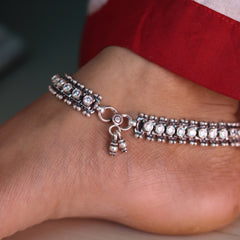 Artisan Crafted Jaipur Silver Payal for Women