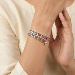 Mystic charm silver kada for women
