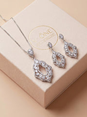 White satin silver pendant set for women