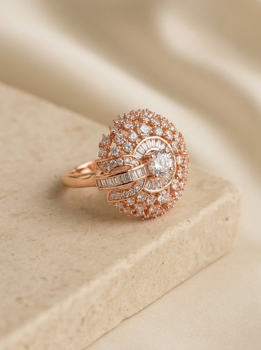 Diamond mist silver ring for women