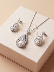 Florina pearl silver pendant set for women