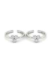 Silver Four Petal Toe Ring for women
