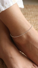 Inaaya Tiny Beads Silver Payal for Women