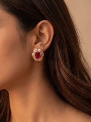 Ruby glow silver pendant set for women