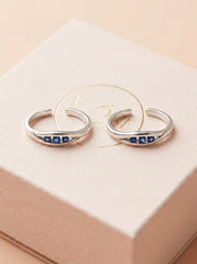 Blue aura 92.5 silver toerings for women