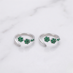 Olive bloom silver toe rings for women